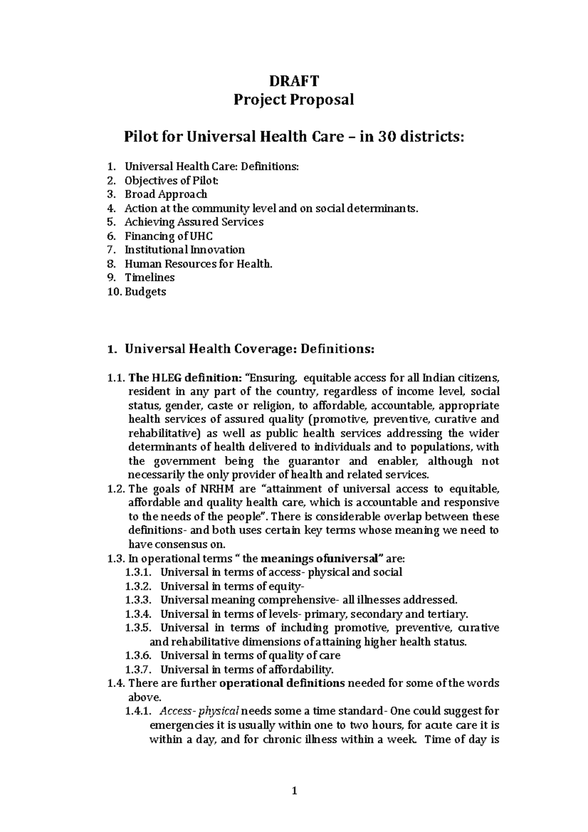 draft-uhc-pilot-project-proposal-draft-project-proposal-pilot-for