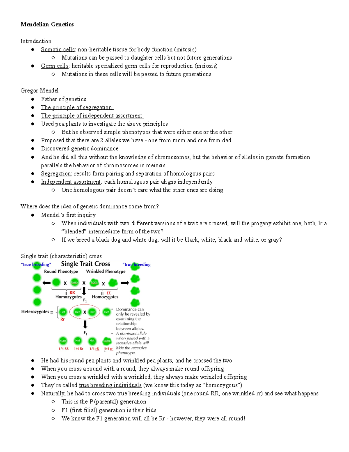 Module 7 Mendelian Genetics - Mendelian Genetics Introduction Somatic ...