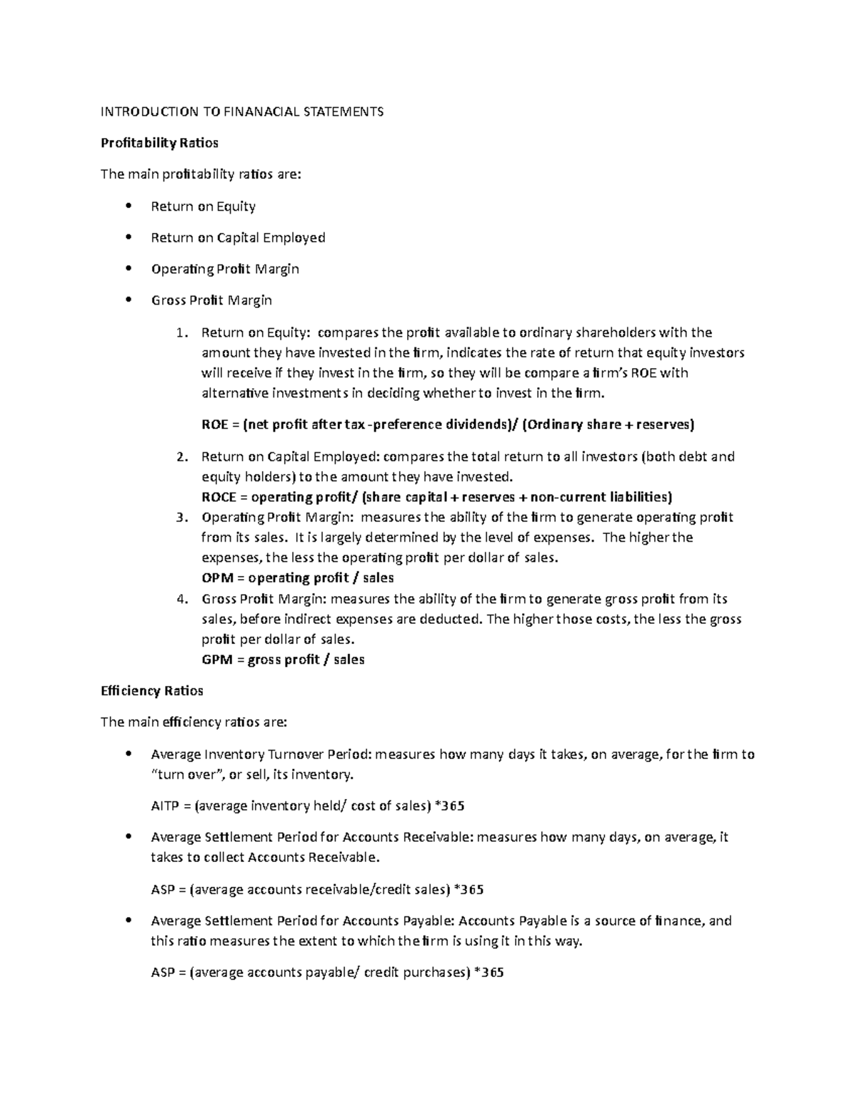 Introduction to Finanacial Statements - INTRODUCTION TO FINANACIAL ...
