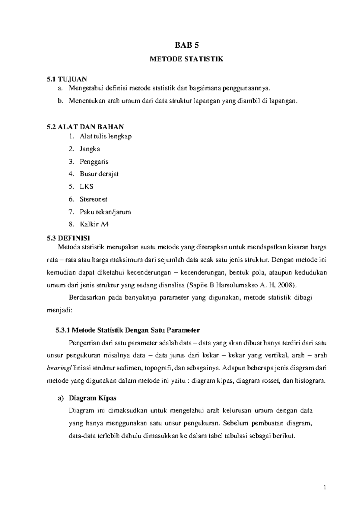 Module Practice BAB 5 - BAB 5 METODE STATISTIK 5 TUJUAN A. Mengetahui ...