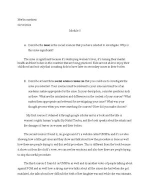 SCS 200 Applied Social Sciences module 8 - Module Eight Question 1 a ...