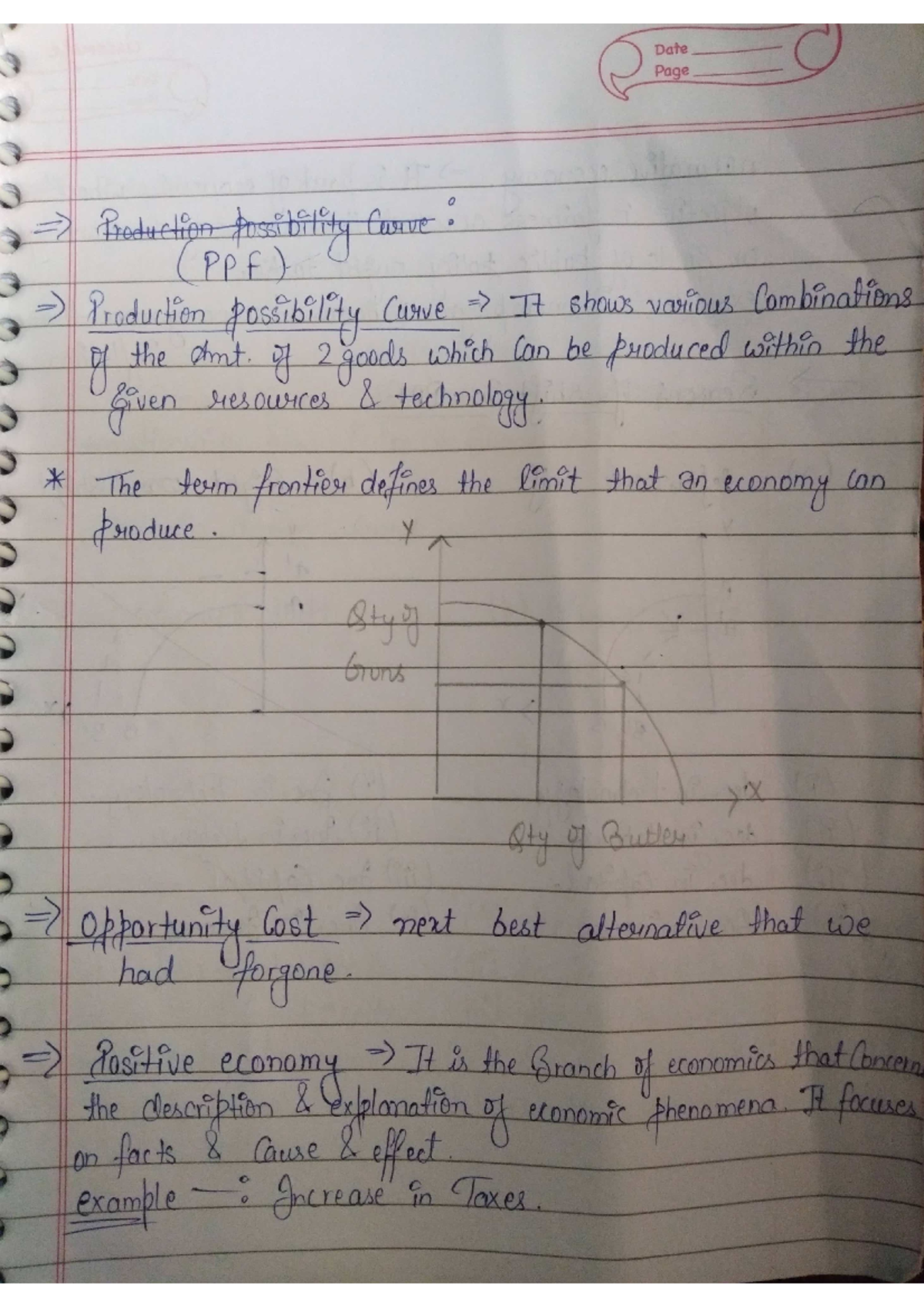 Eco notes - Date Page Production possibility Curve : (PPF) Production ...