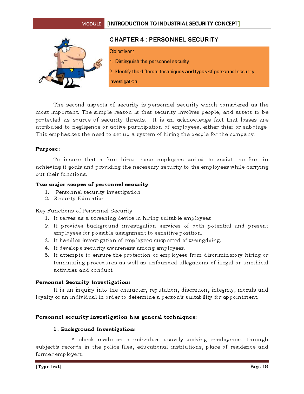 Chapter 4 - NAAAA - CHAPTER 4 : PERSONNEL SECURITY Objectives ...