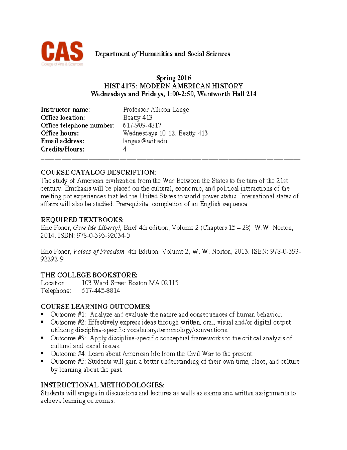 Modern American History - Department of Humanities and Social Sciences ...