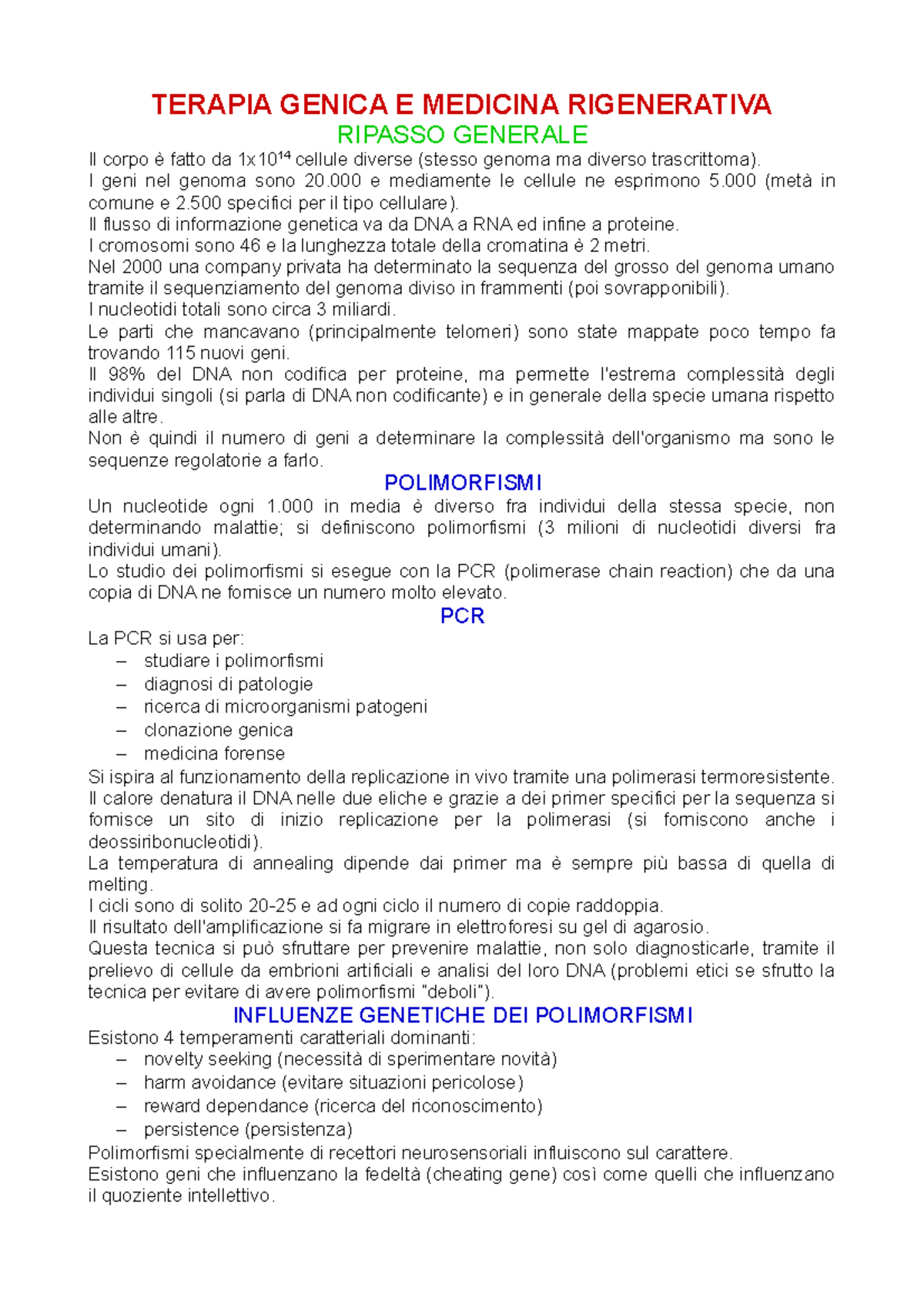 Terapia Genica E Medicina Rigenerativa Terapia Genica E Medicina Rigenerativa Ripasso Generale