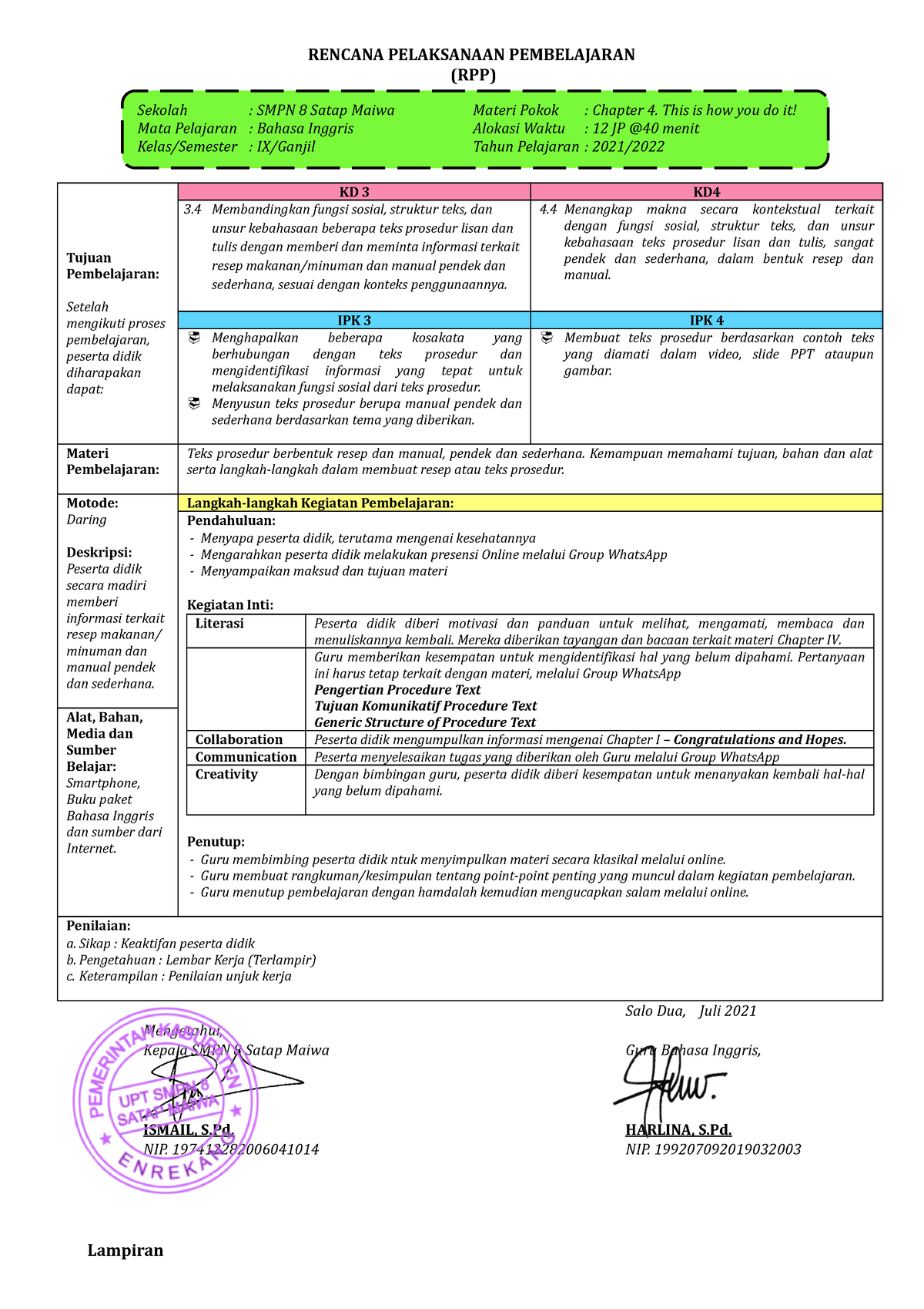 5. KD 3.4 RPP - PERANGKAT AJAR - RENCANA PELAKSANAAN PEMBELAJARAN (RPP ...