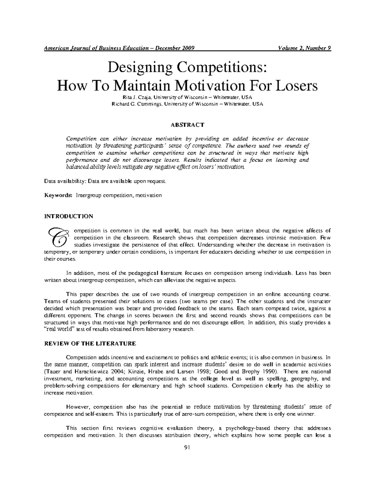 EJ1052932 - COMPETITION - Designing Competitions: How To Maintain ...