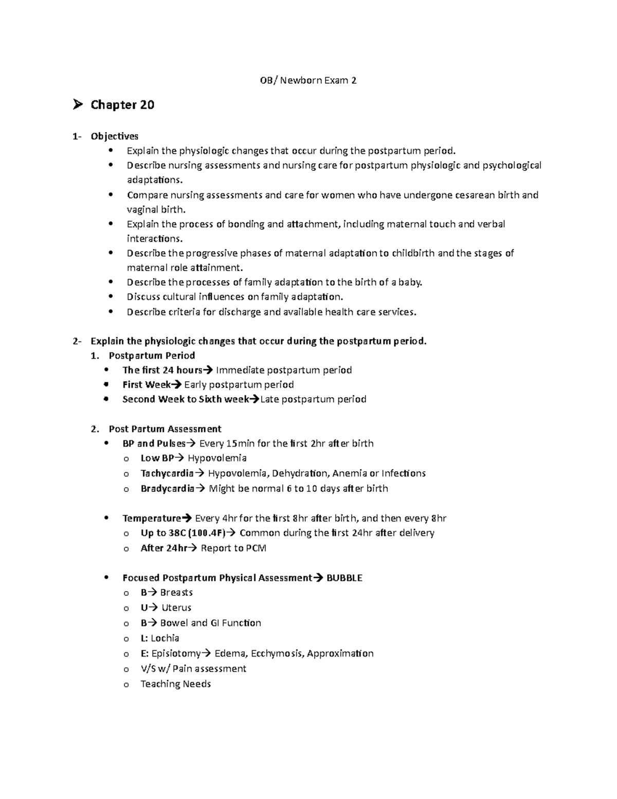 OB Exam 2 Study guide for exam 2 OB/ Newborn Exam 2 Chapter 20 1