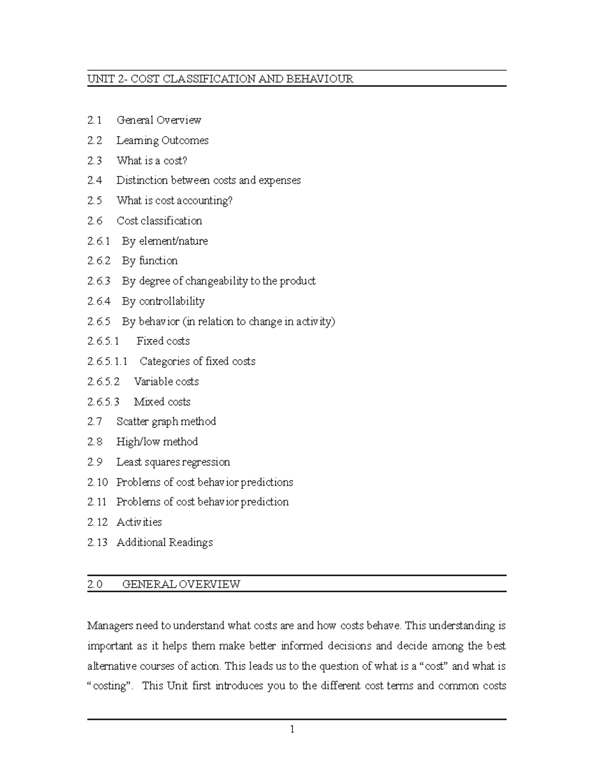 Unit 10 Cost Accounting And Elements Of Cost - UNIT 2- COST ...