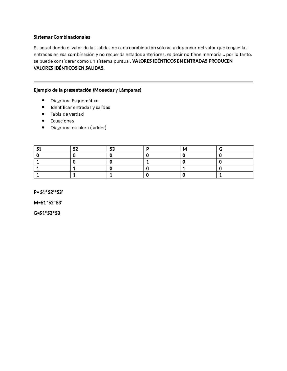 Tercera calase de Automatizaciónn - Sistemas Combinacionales Es aquel ...