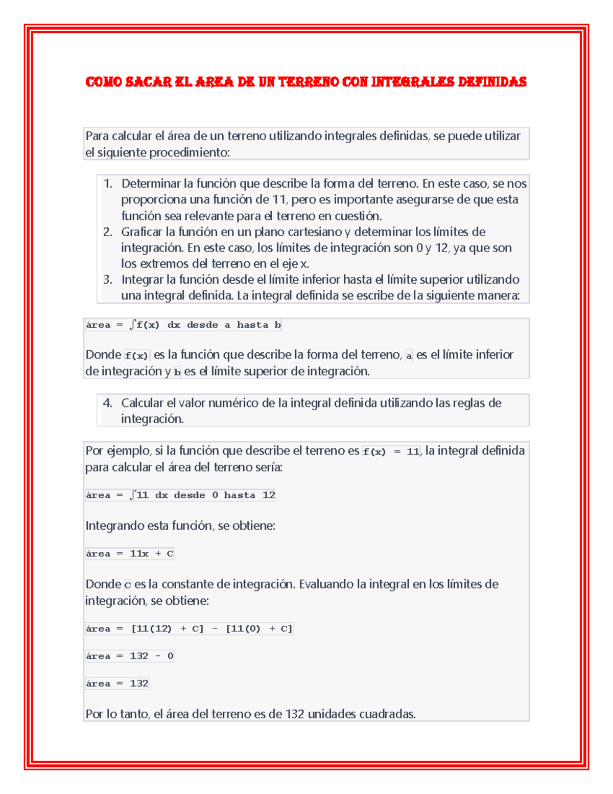 COMO Sacar EL AREA DE UN Terreno CON Integrales Definidas - COMO SACAR ...