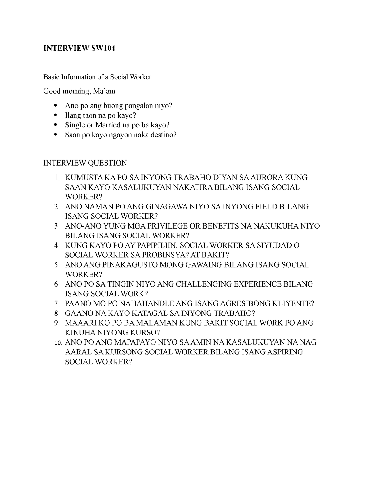 Interview Question INTERVIEW SW Basic Information Of A Social Worker   Thumb 1200 1553 