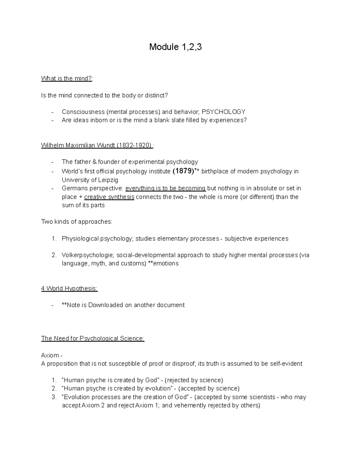 What is Psychology Notes - Module 1,2, What is the mind?: Is the mind ...