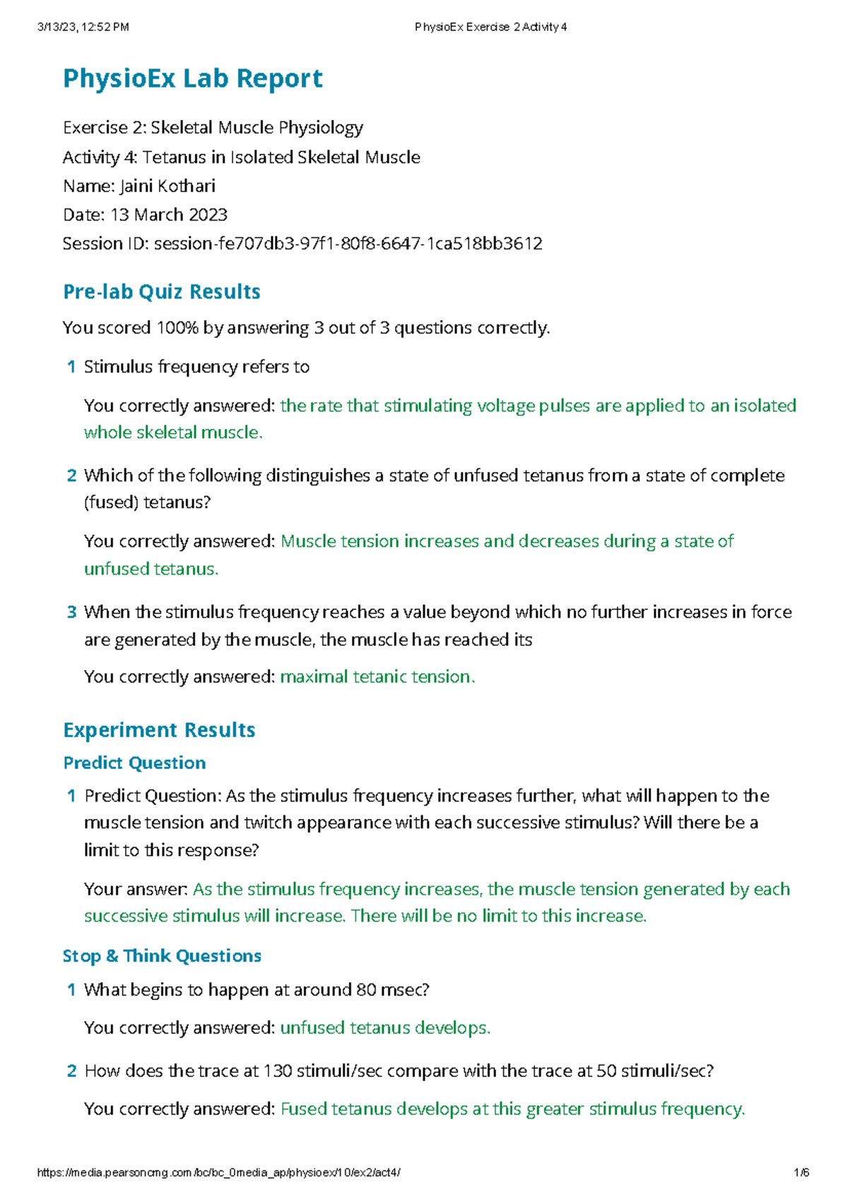 Physio Ex Exercise 2 Activity 4 - PhysioEx Lab Report Exercise 2 ...