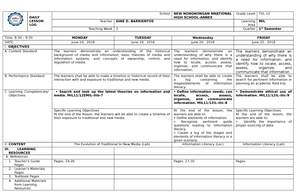 Week 5 MIL - Lesson Plan In Media And Information Literacy First ...