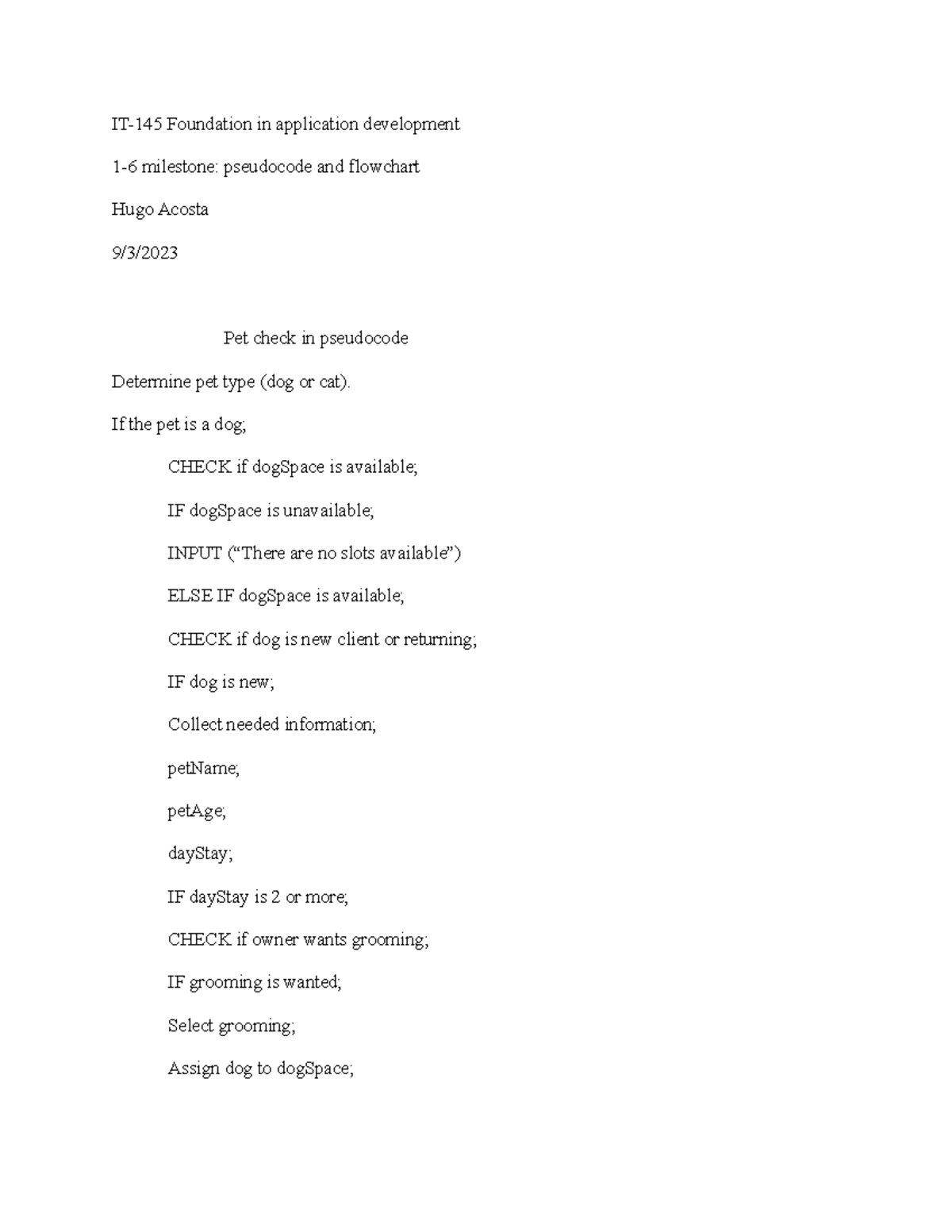 it 145 1 6 assignment pseudocode and flowchart