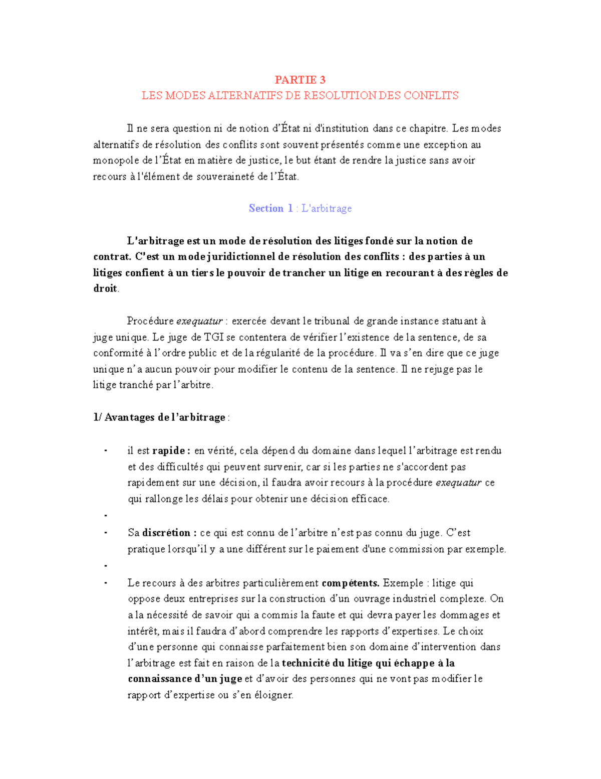 IJ, P3 - PARTIE 3 LES MODES ALTERNATIFS DE RESOLUTION DES CONFLITS Il ...