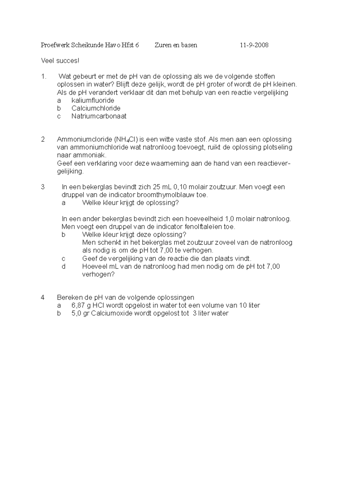 Hoofdstuk 7 Scheikunde Oefenproefwerk - Proefwerk Scheikunde Havo Hfst ...