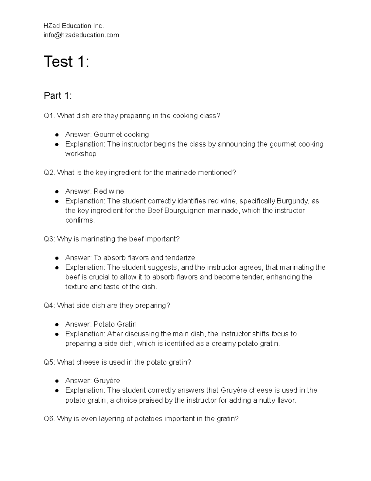 Listening+Test+1+Answers - info@hzadeducation Test 1: Part 1: Q1. What ...