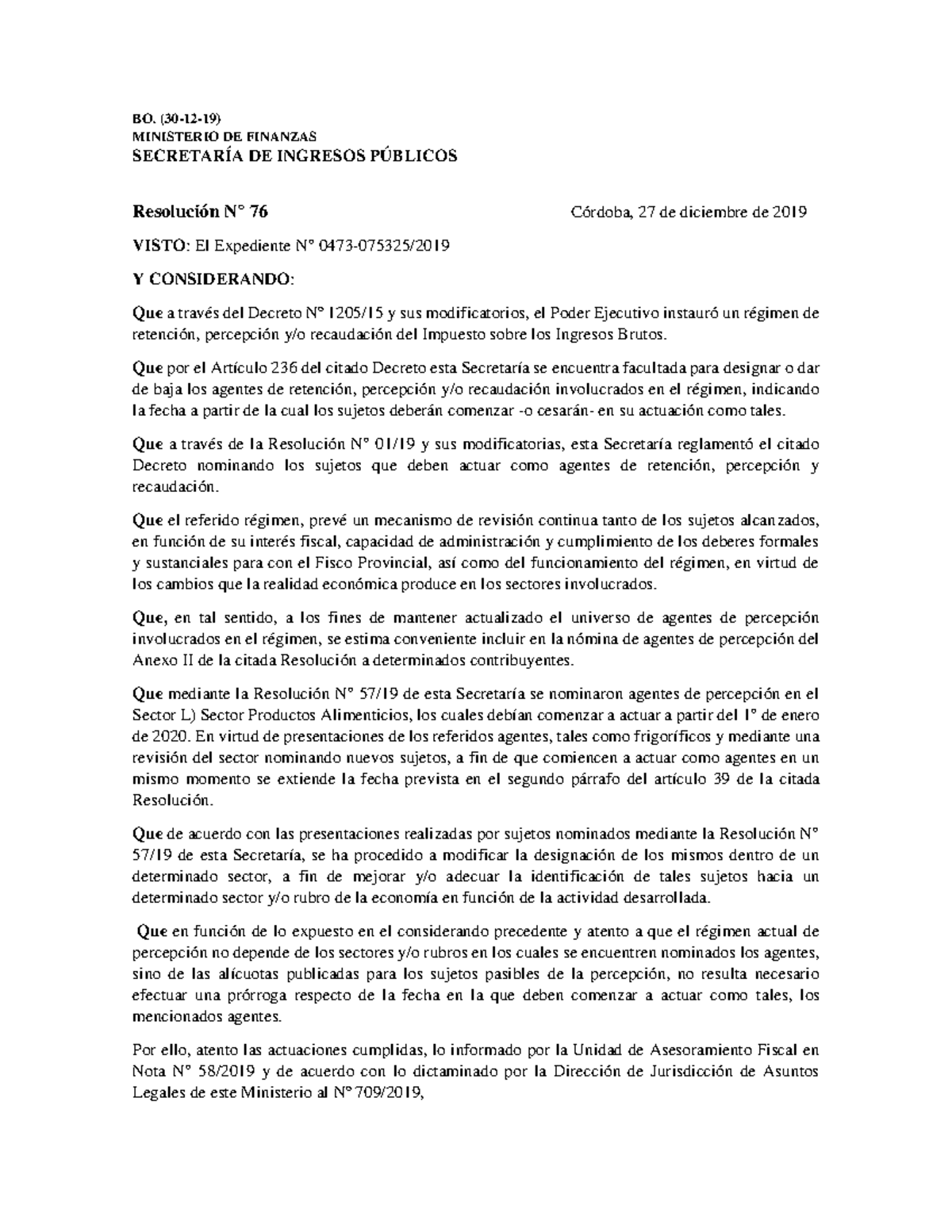 Resoluci%c3%b3n+N+076+ +19+ +Baja+de+Agentes - Studocu