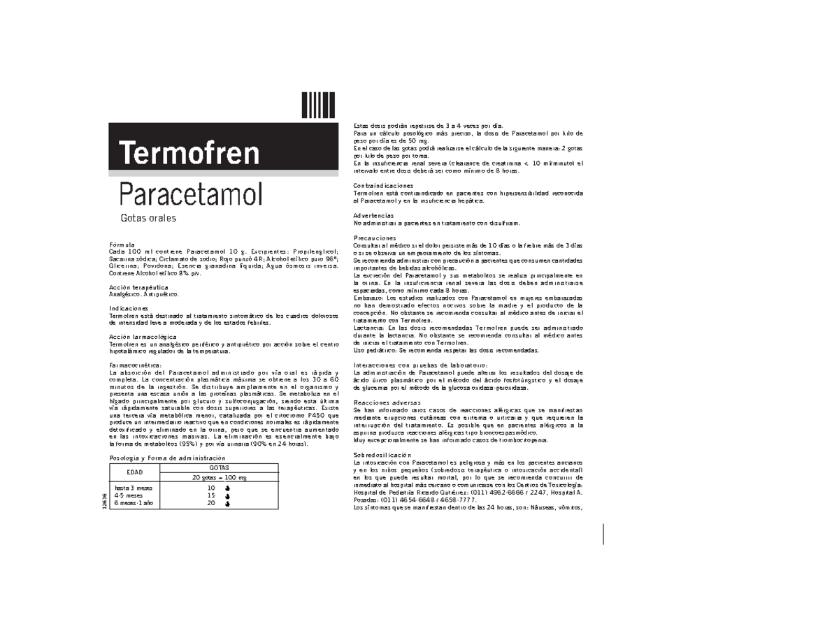P 000001154002 - Paracetamol Fórmula Cada 100 ml contiene Paracetamol ...