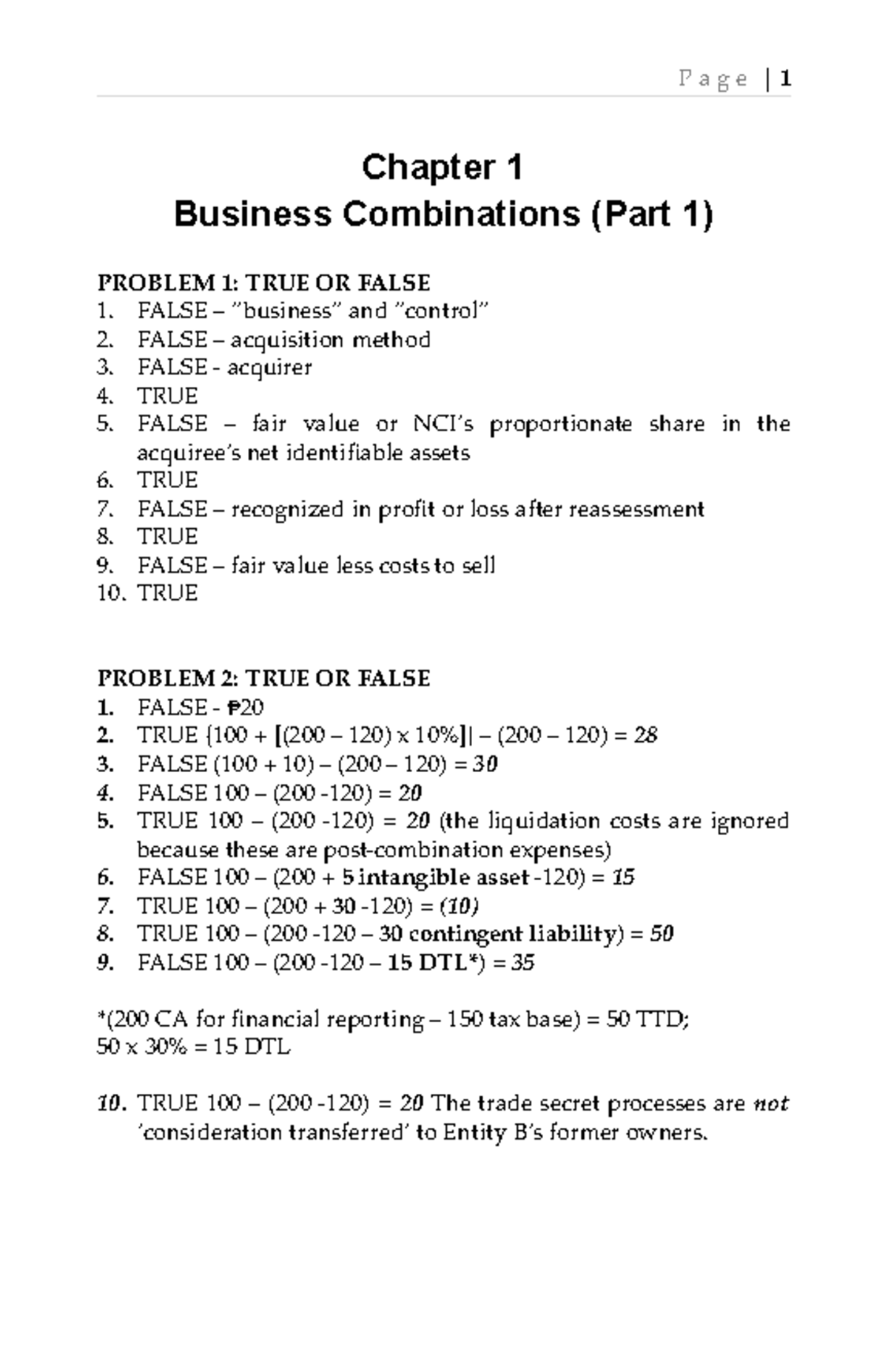 SOL. MAN. Chapter 1 BUS. COM - Chapter 1 Business Combinations (Part 1 ...