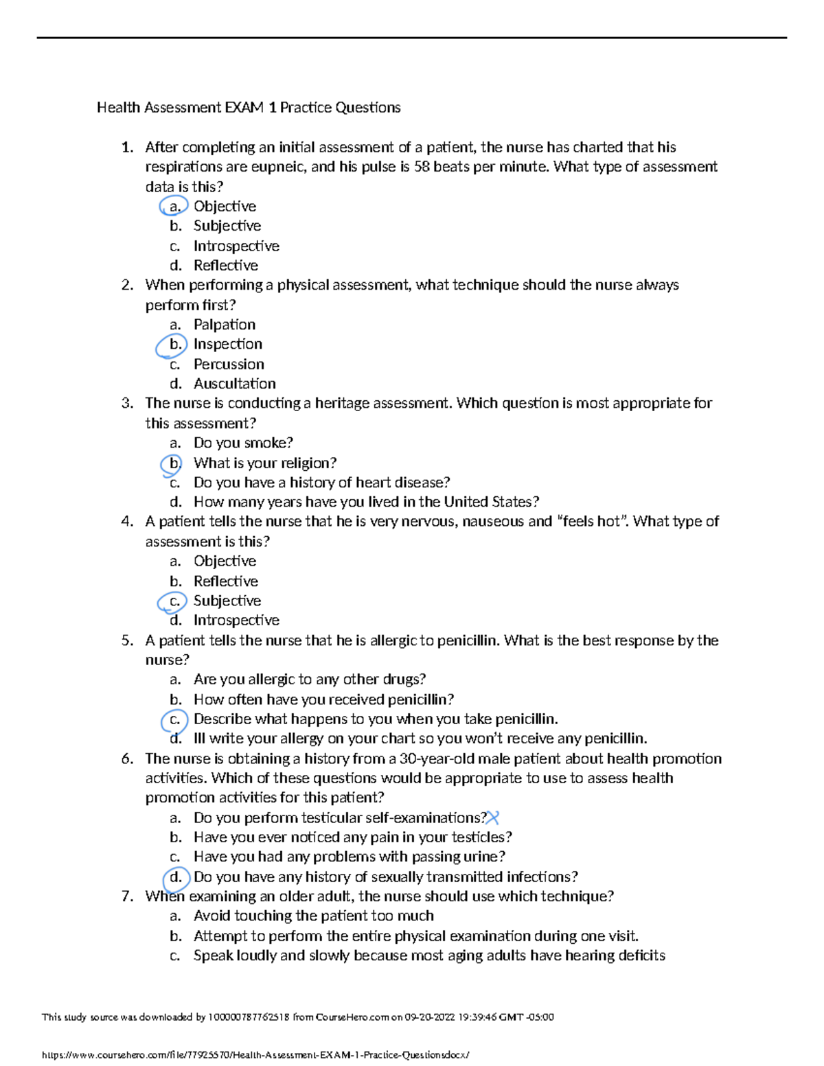 Health Assessment EXAM 1 Practice Questions Health Assessment EXAM 1   Thumb 1200 1553 