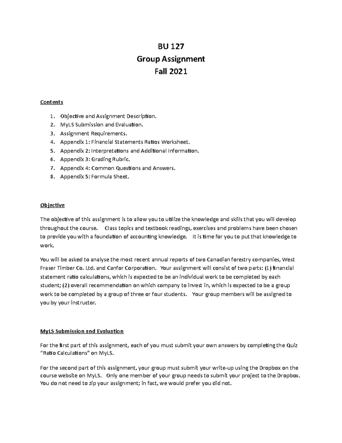 BU127 Fall 2021 Group Assignment Student Version (updated) - BU 127 ...