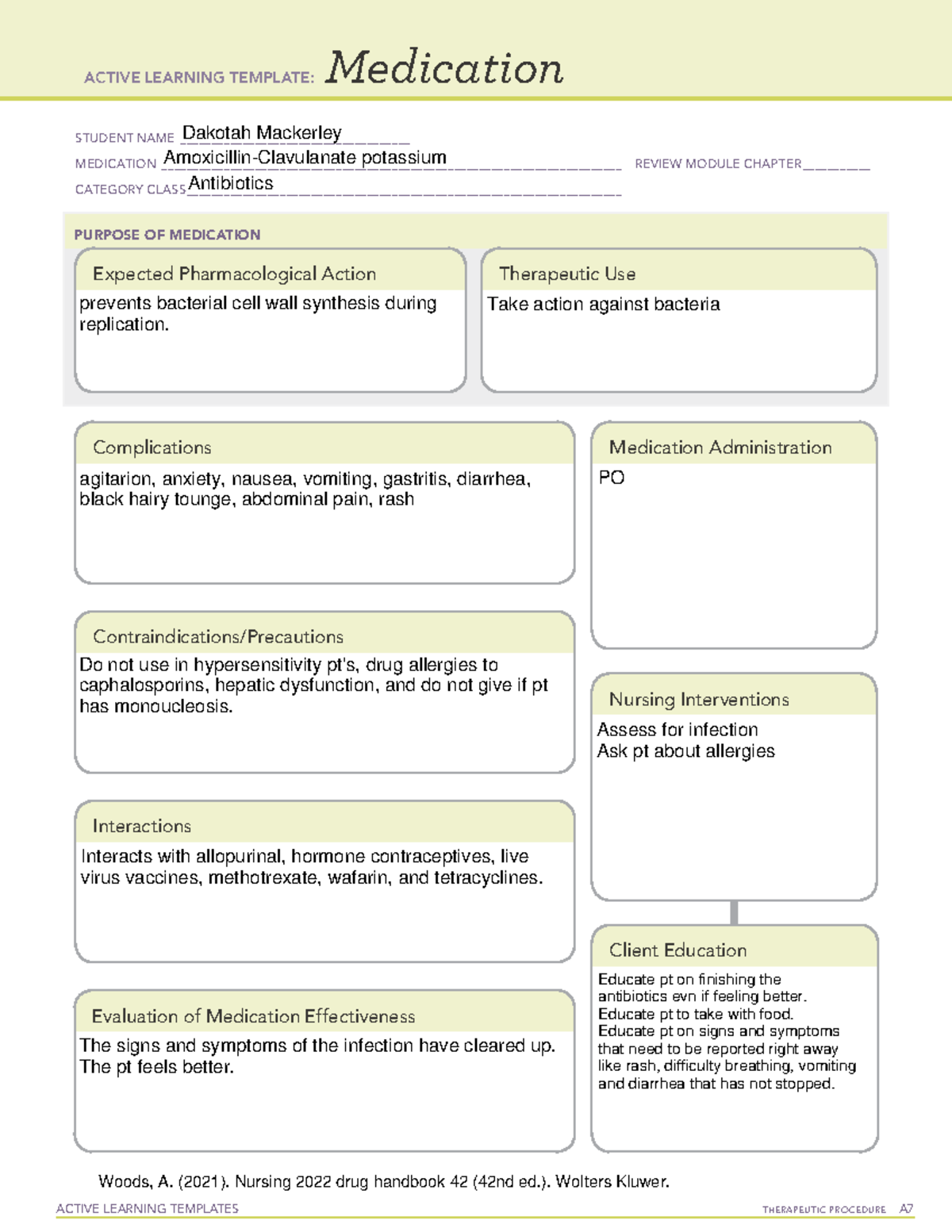 Amox Clav Template ATI - ACTIVE LEARNING TEMPLATES THERAPEUTIC ...