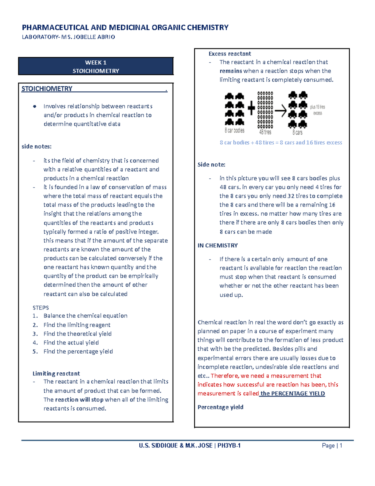 PMOC311Lab - Summary of laboratory notes for medicinal organic ...