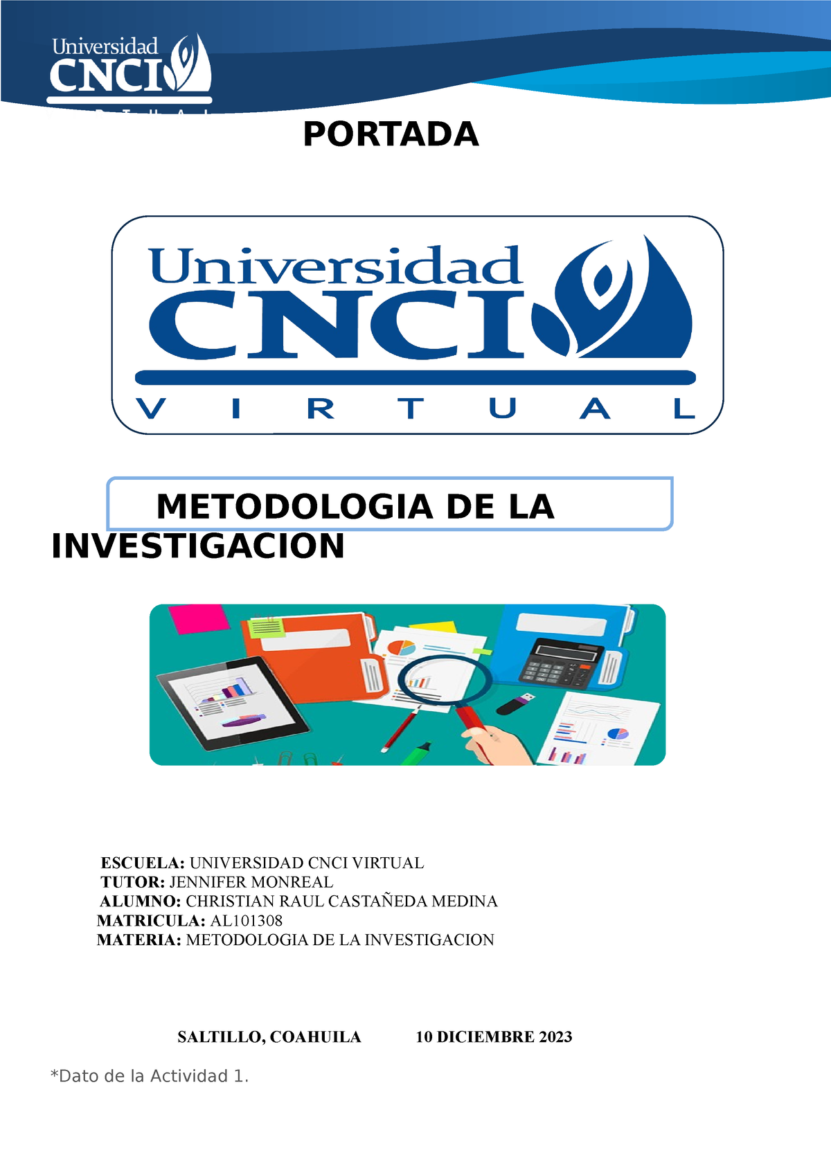 Plantilla Actividad 2 metodologia tema de investigacion - PORTADA ...