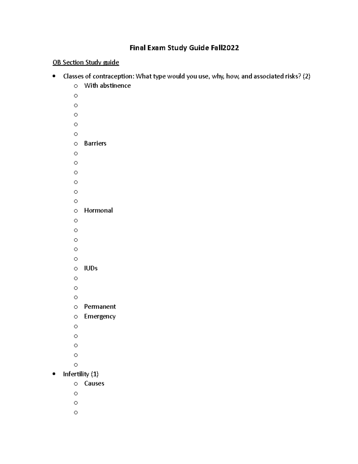 Final Exam Study Guide Fall2022 - Final Exam Study Guide Fall OB Sec琀椀 ...
