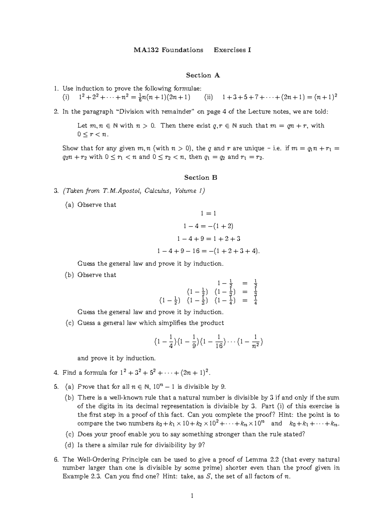 MA132 Foundations- Week 2 Exersises - MA132 Foundations Exercises I ...