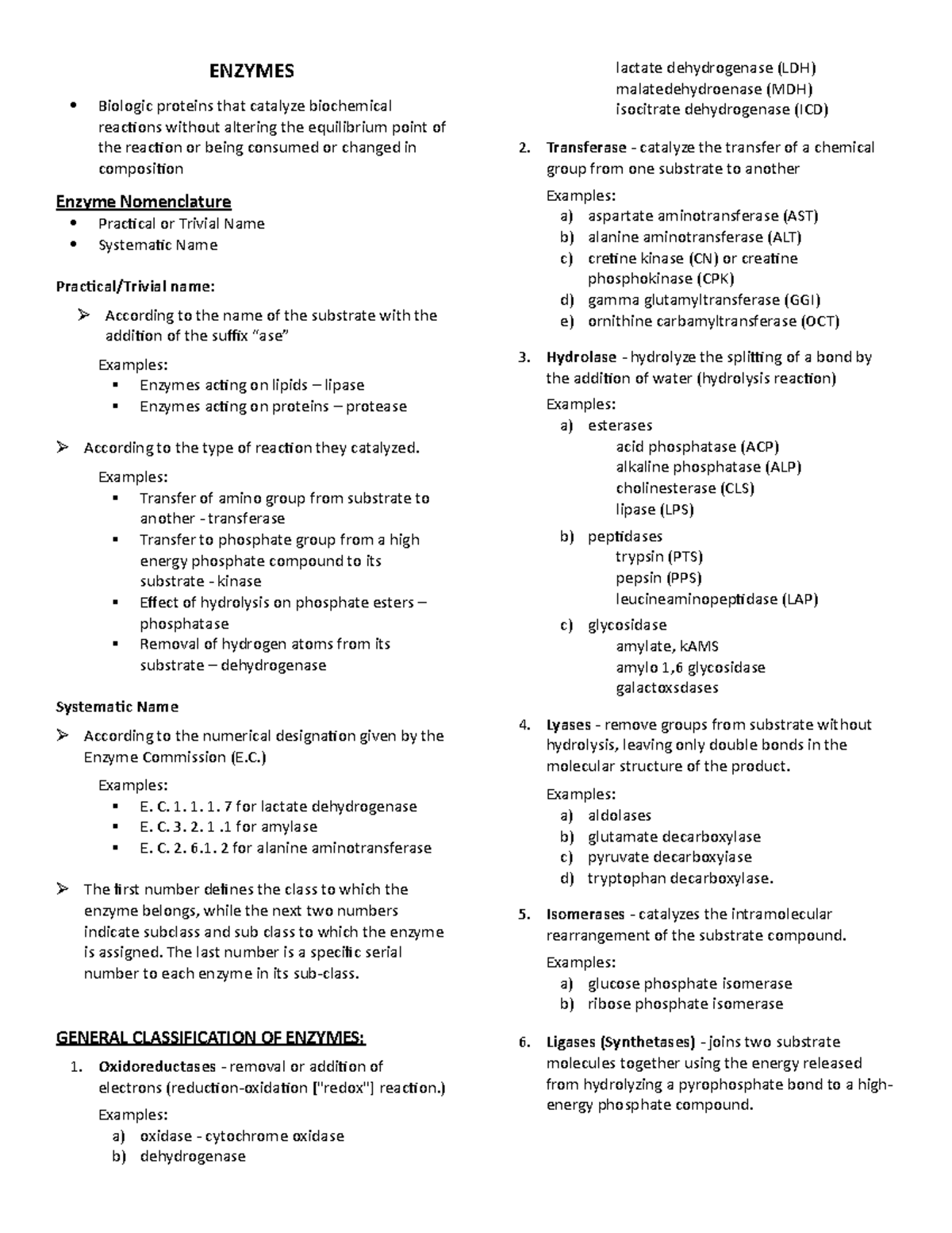 EnzymesIntheBody ENZYMES Biologic proteins that catalyze