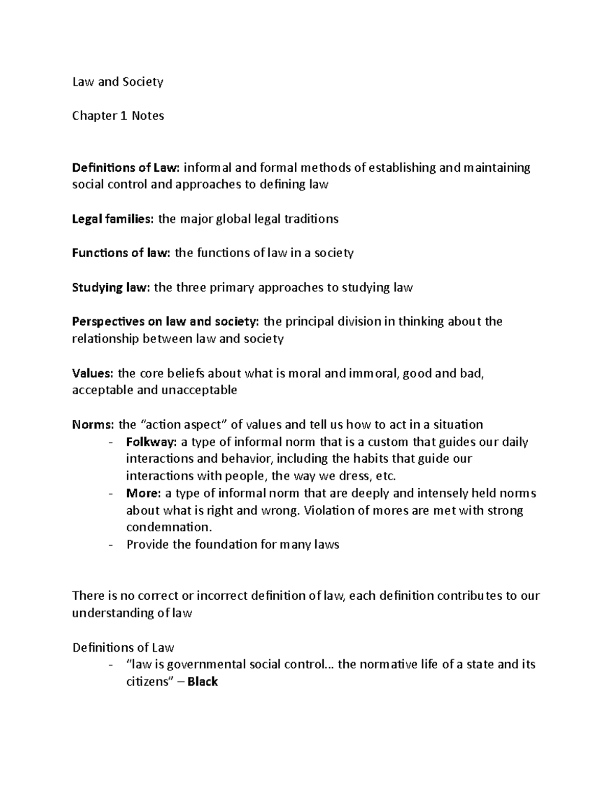 Law ^M Society Ch. 1 notes - Law and Society Chapter 1 Notes ...