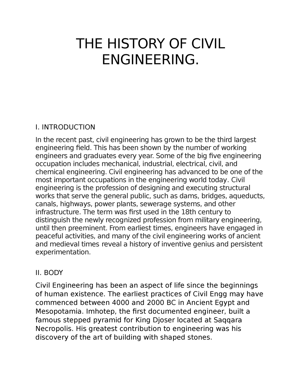 the history of engineering essay