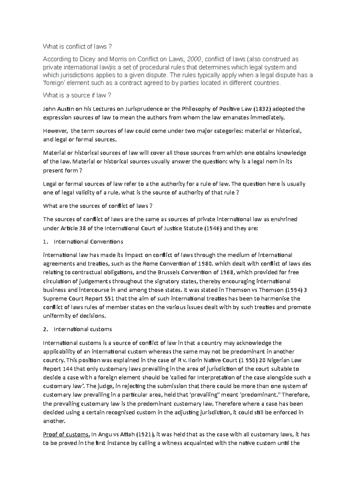 Document Lecture notes 4 What is conflict of laws? According to