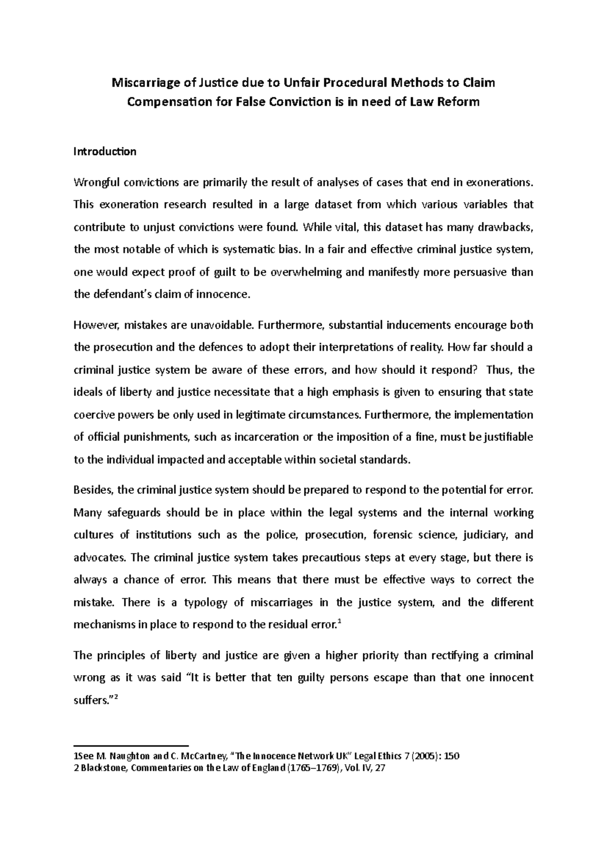 what is miscarriage of justice essay