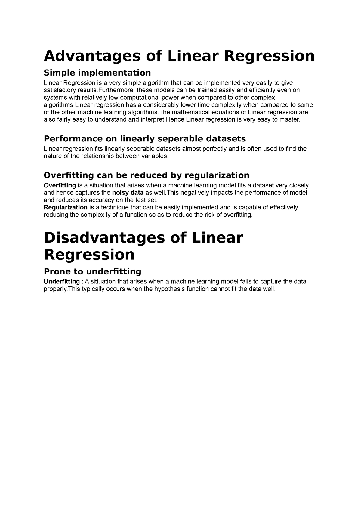 Advantages Of Linear Regression Advantages Of Linear Regression 