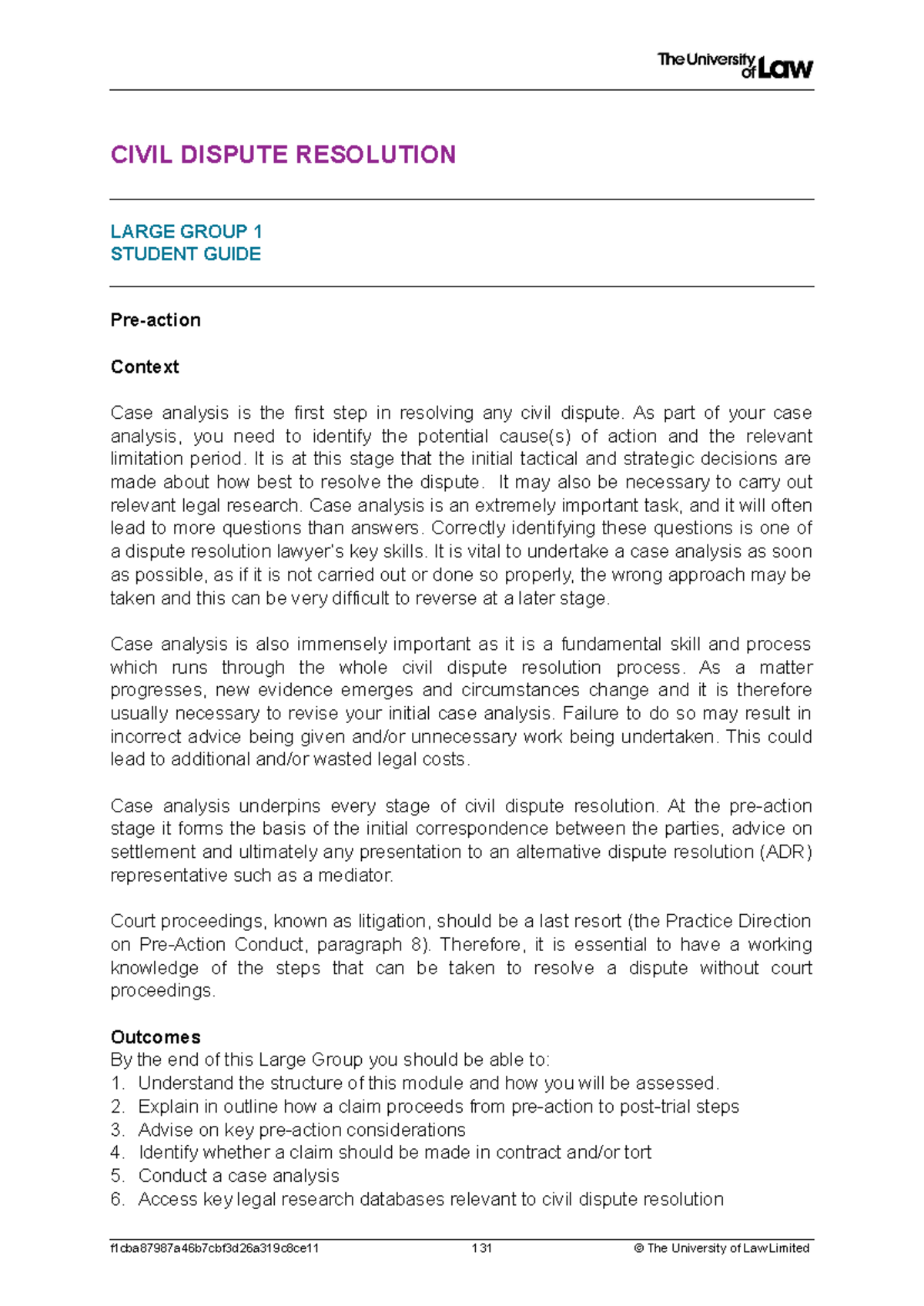 Civil Dispute Resolution LG1 - CIVIL DISPUTE RESOLUTION LARGE GROUP 1 ...