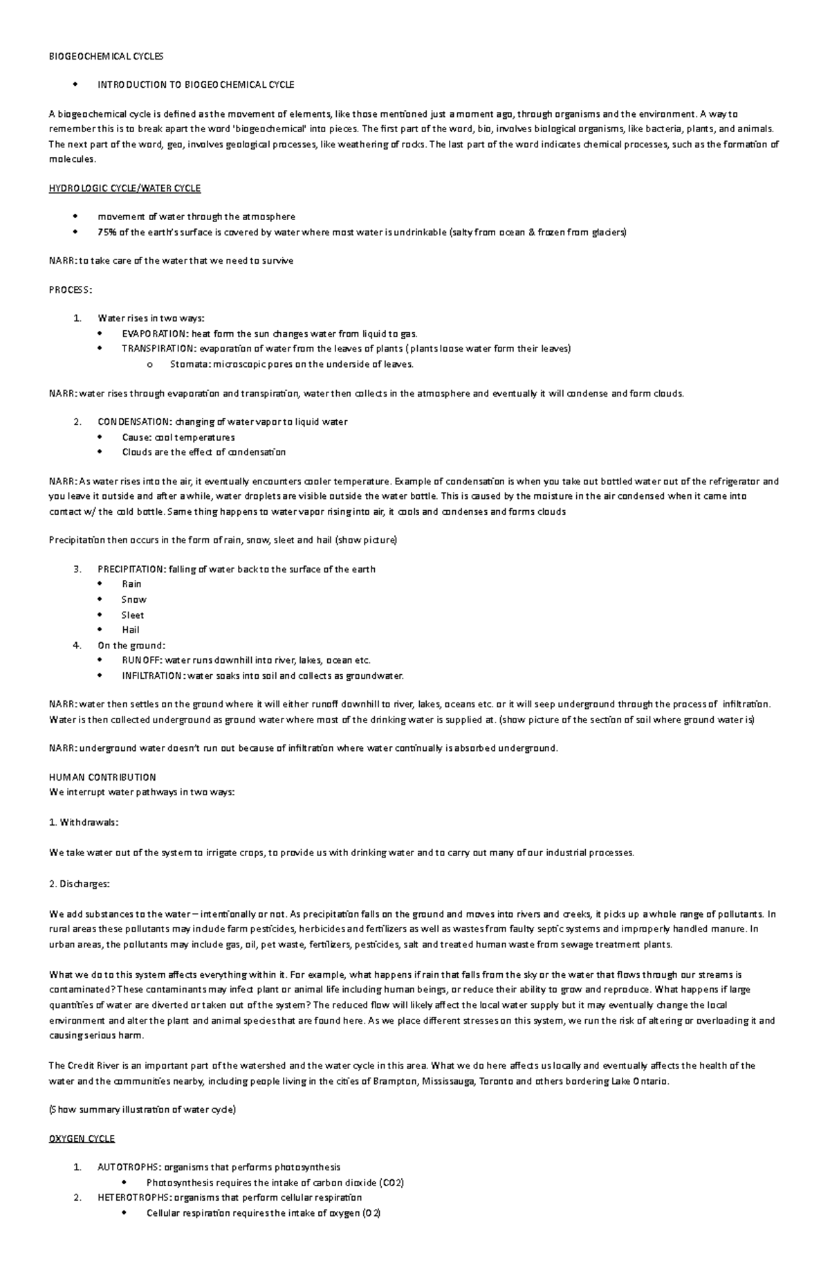 Biogeochemical Cycles BIOGEOCHEMICAL CYCLES INTRODUCTION TO 