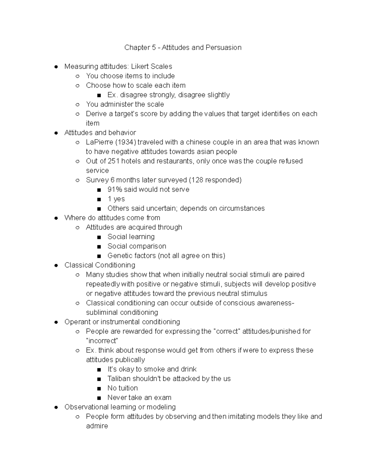 Chapter 5 - Attitudes And Persuasion Lecture Notes - Chapter 5 ...