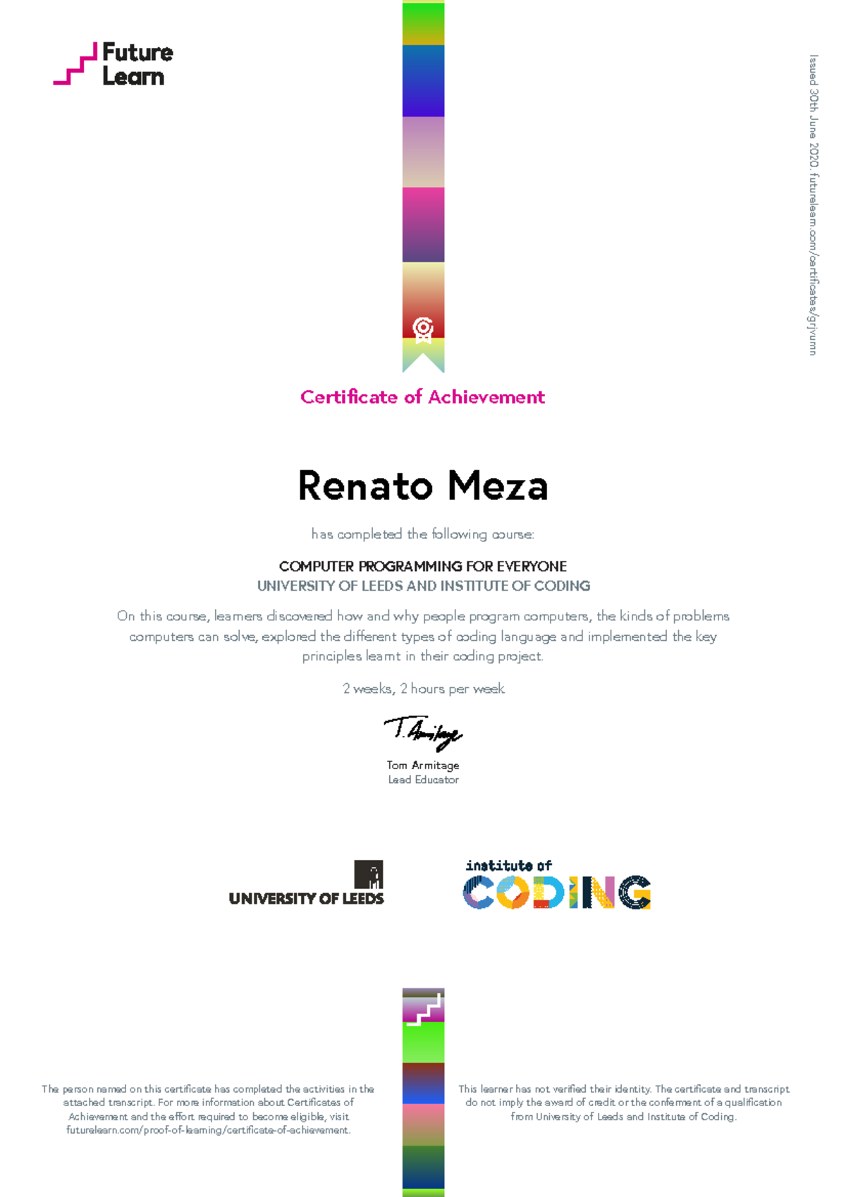 Computer-programming-for-everyone certificate of achievement grjvumn ...