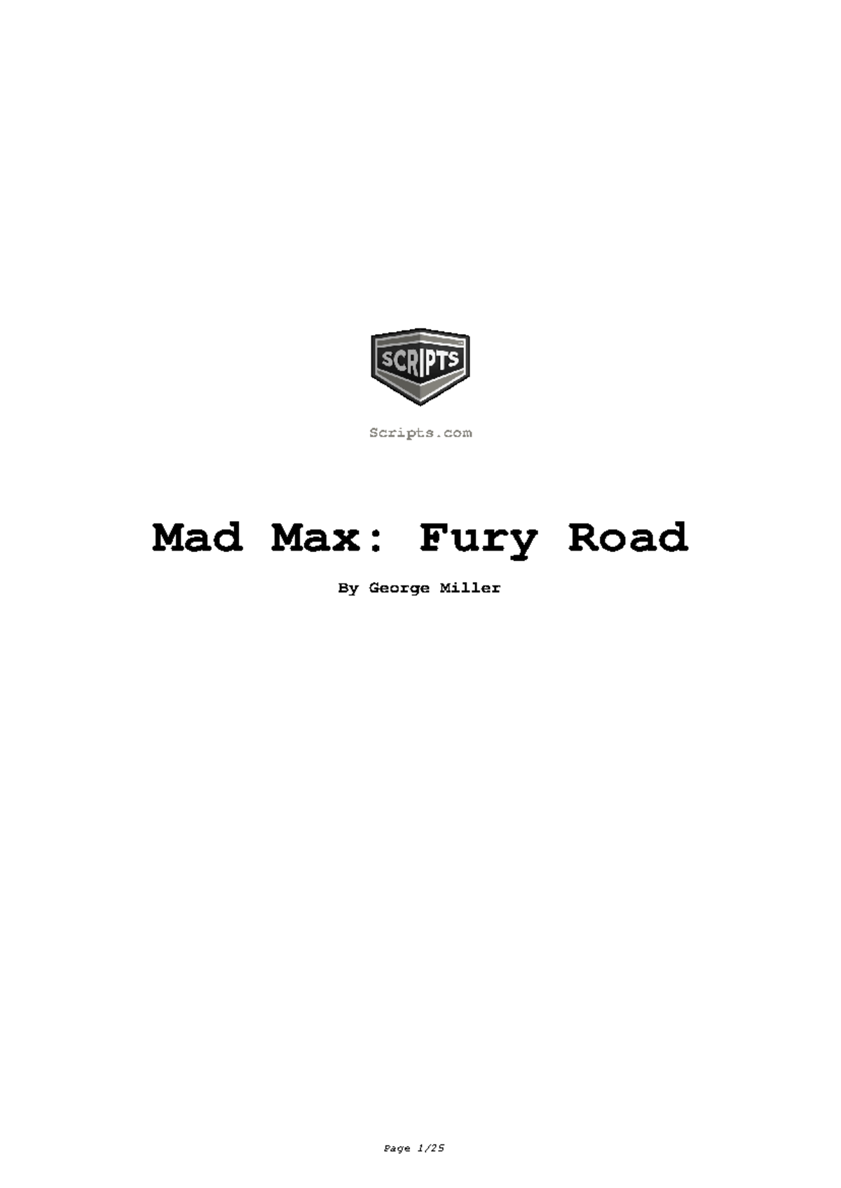 Doc viejo Scripts Mad Max Fury Road By Miller 1