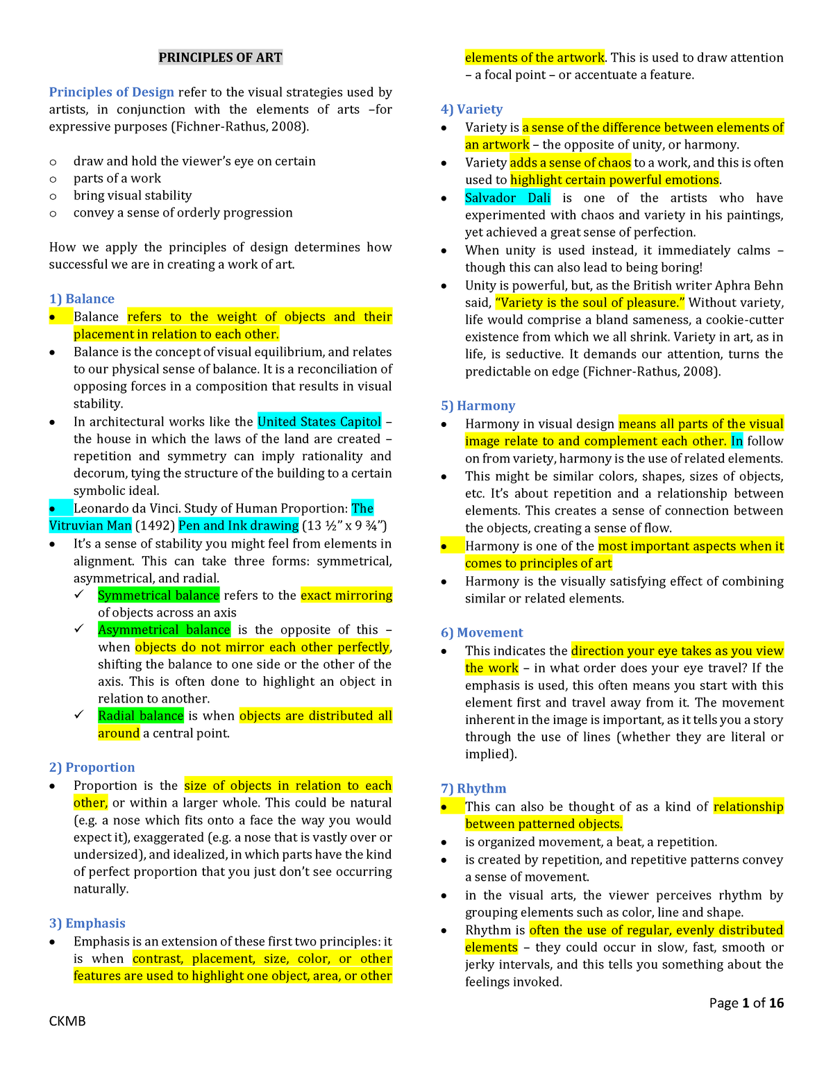 ART APP Midterms Reviewer - Page 1 of 16 PRINCIPLES OF ART Principles ...