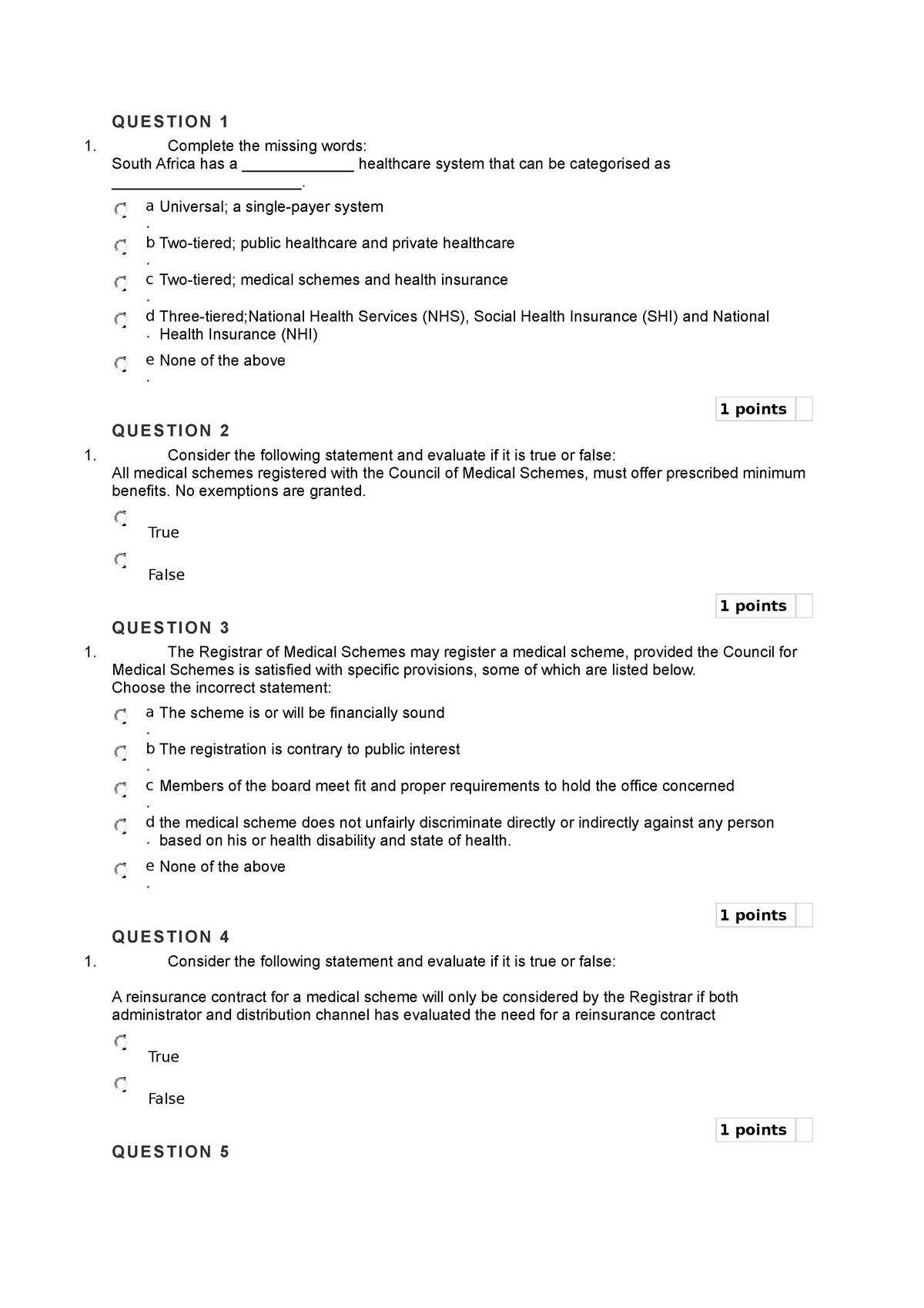 LFPC healthcare - quiz - Q U E S T I O N 1 1. Complete the missing ...