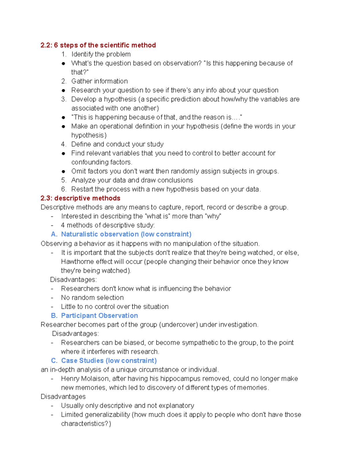 Psy 1101 - Chapter Notes - 2: 6 Steps Of The Scientific Method 1 ...