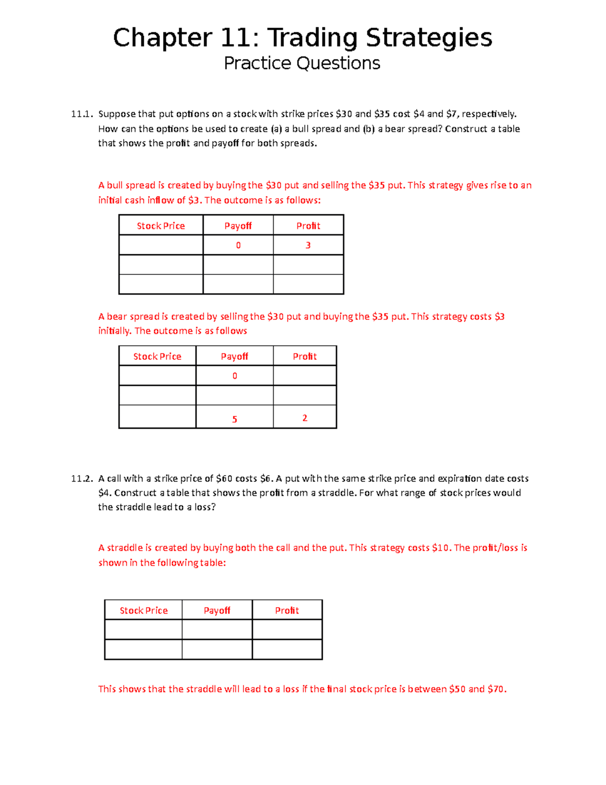 Classroom problems Ch11 - A - Chapter 11: Trading Strategies Practice ...