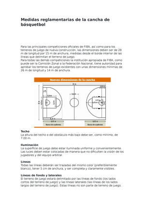 P(2) básquetbol (Freddy Cruz Moo) - Medidas reglamentarias de la cancha de  básquetbol Para las - Studocu