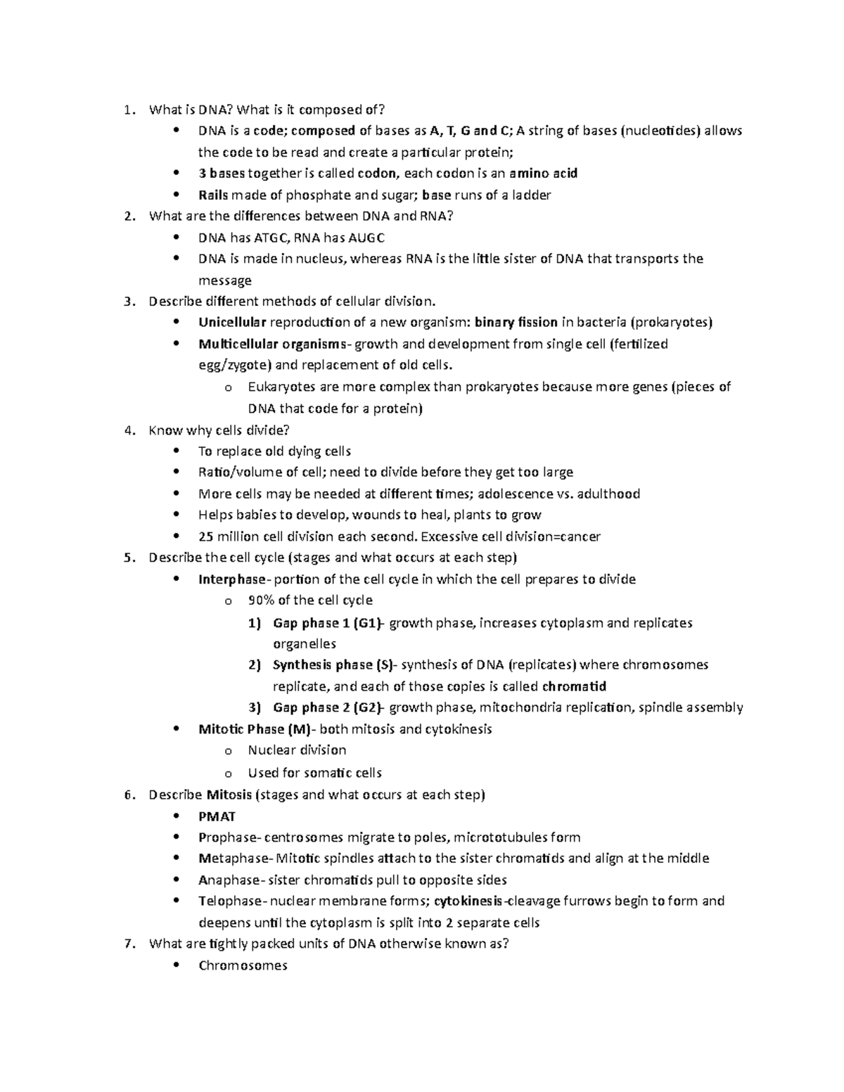 Summary Foundations Of Biology Review Exam 2 What Is DNA What Is 